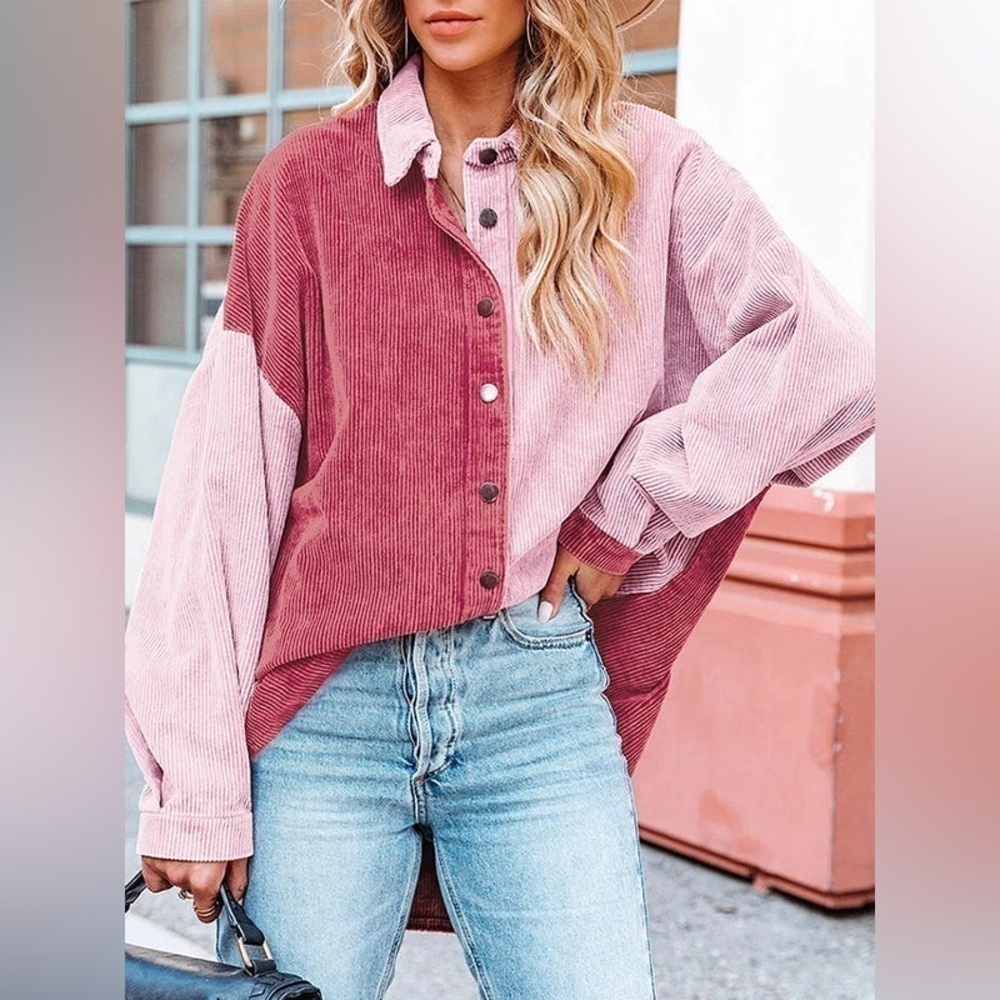 Vici Colorblock Corduroy Shacket